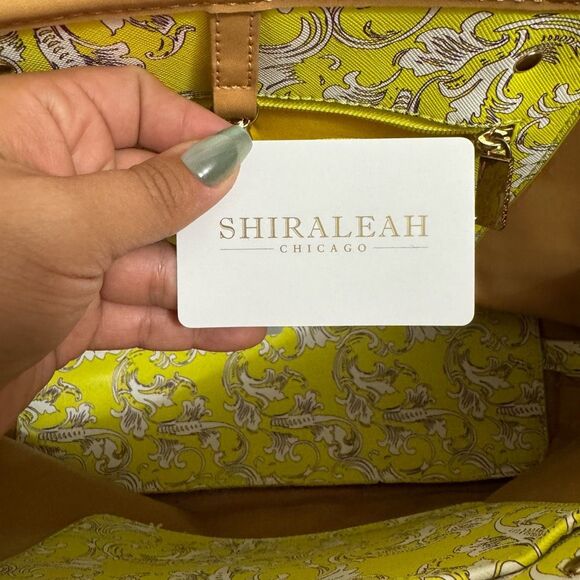 Shiraleah bright yellow baroque/paisley print shoulder strap beach tote bag - Picture 13 of 13